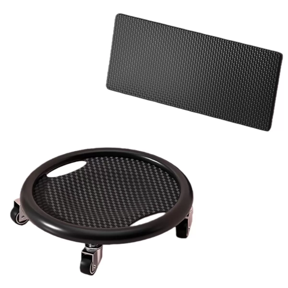 INF Tyst maghjul med matta - 360° roterande, fyrhjuligt stöd, halkfri design, perfekt för träning hemma