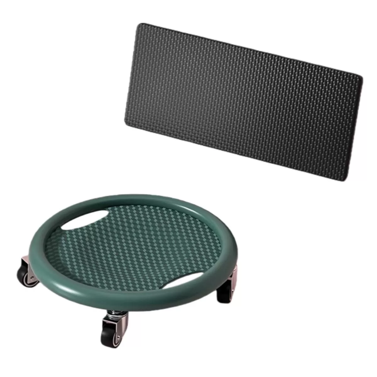 INF Tyst Ab Roller Hjul med Matta för Magträning - Stabil och Halkfri Design Grön