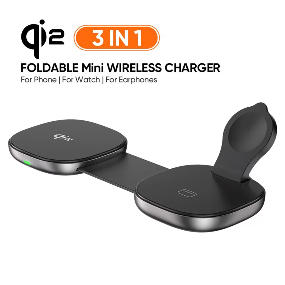 INF Super Mini 3-i-1 Fyrkantig Trådlös Laddare Qi2.0 - Snabb Laddningsstation