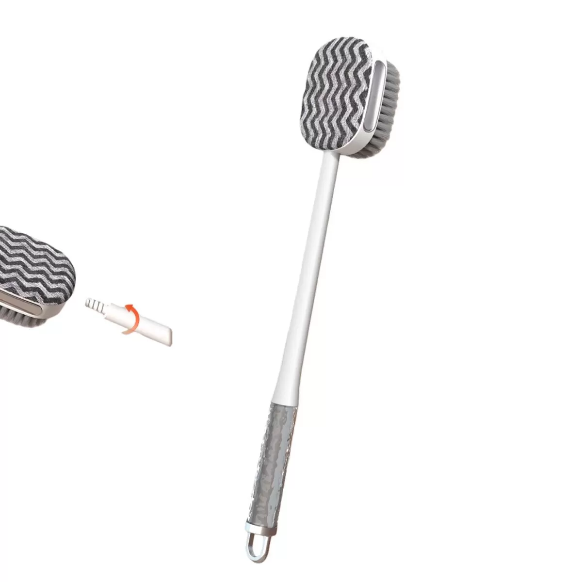 INF Avtagbar multifunktionell badborste med långt handtag - Exfolierande kroppsskrubb