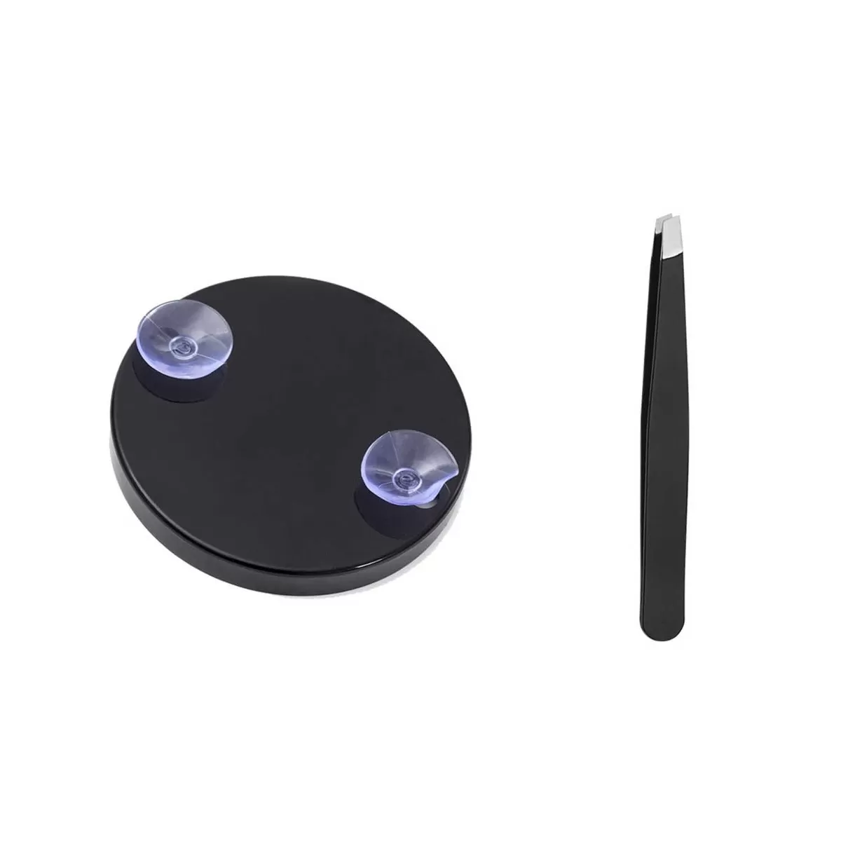 INF 30X Förstoringssminkspegel med Pincett - Svart, Portabel, Sugkopp