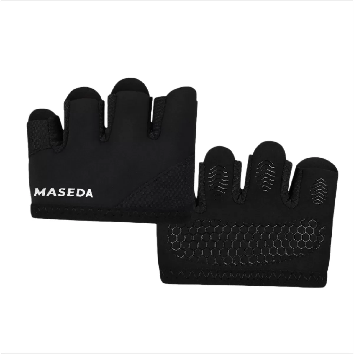 INF Professionella Halkfria Träningshandskar med Halvfinger - Anti-Callus Gymhandskar Svart