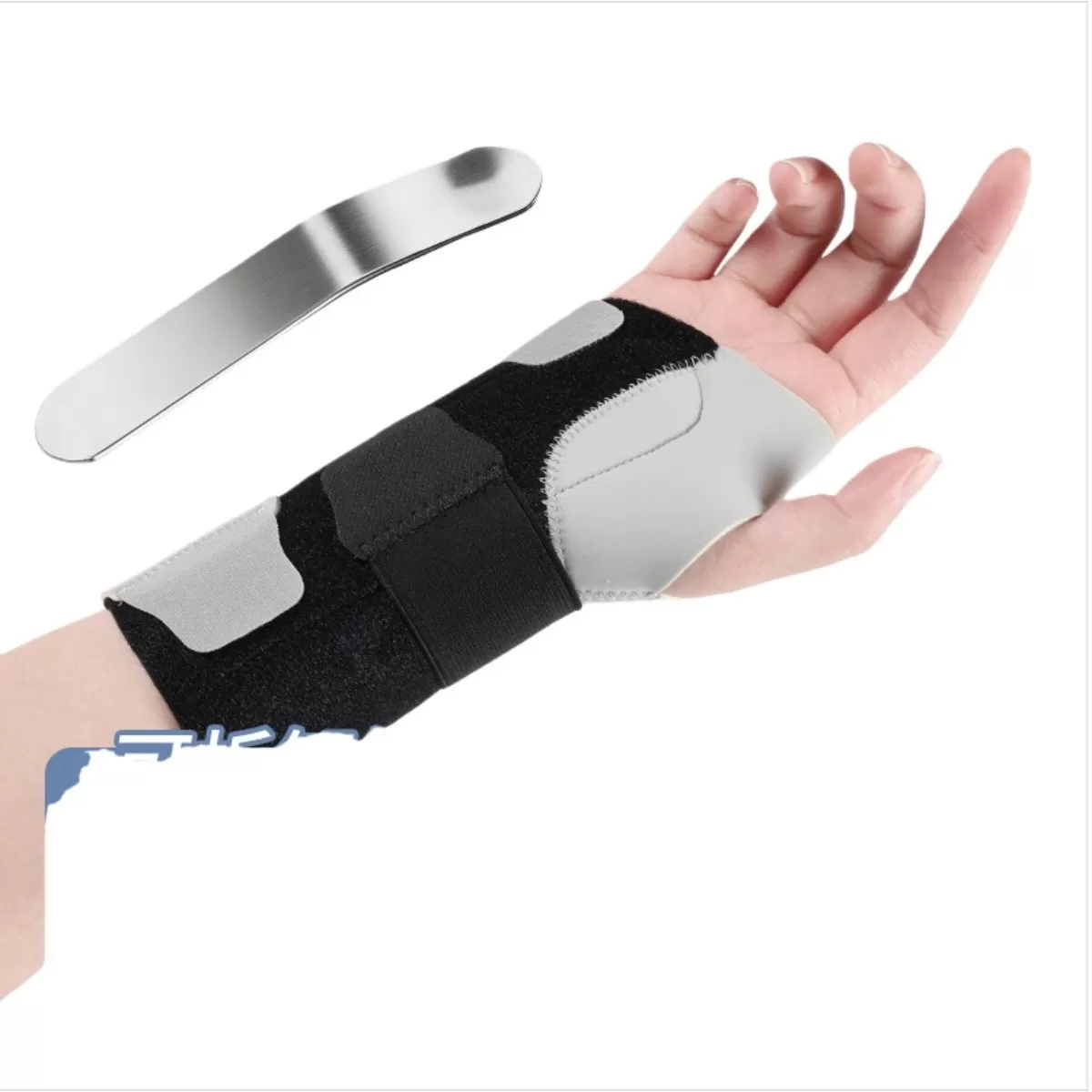 INF Aluminiumstödd Höger Handledsortos - Justerbar Handledsskena för Stukningar och Stöd L Svart+grå