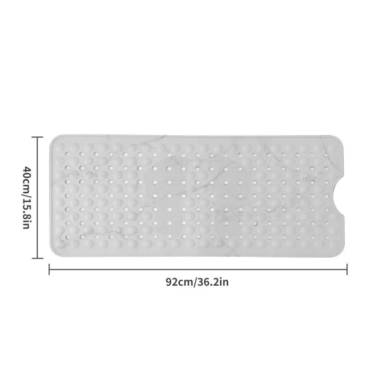 INF Silikon Halkskyddsbadmatta med Sugkoppar - 90x40cm - Förbättrad Säkerhet i Badrummet Vit