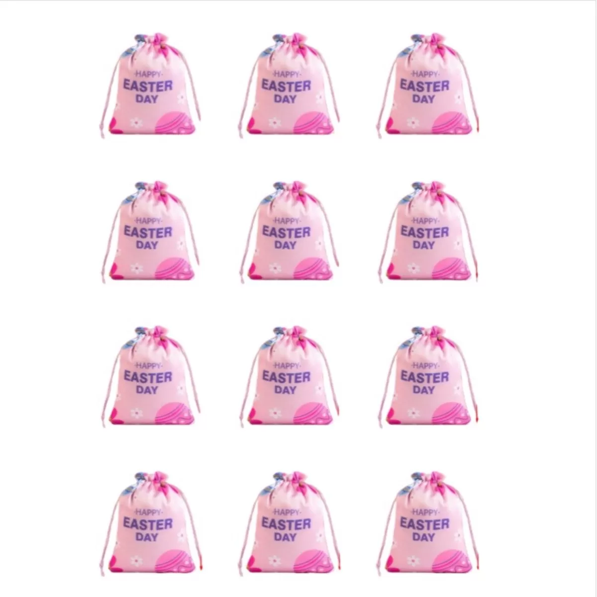 INF Påskgodispåsar (12-pack) - Satinsilke Dragsko Presentpåsar Rosa