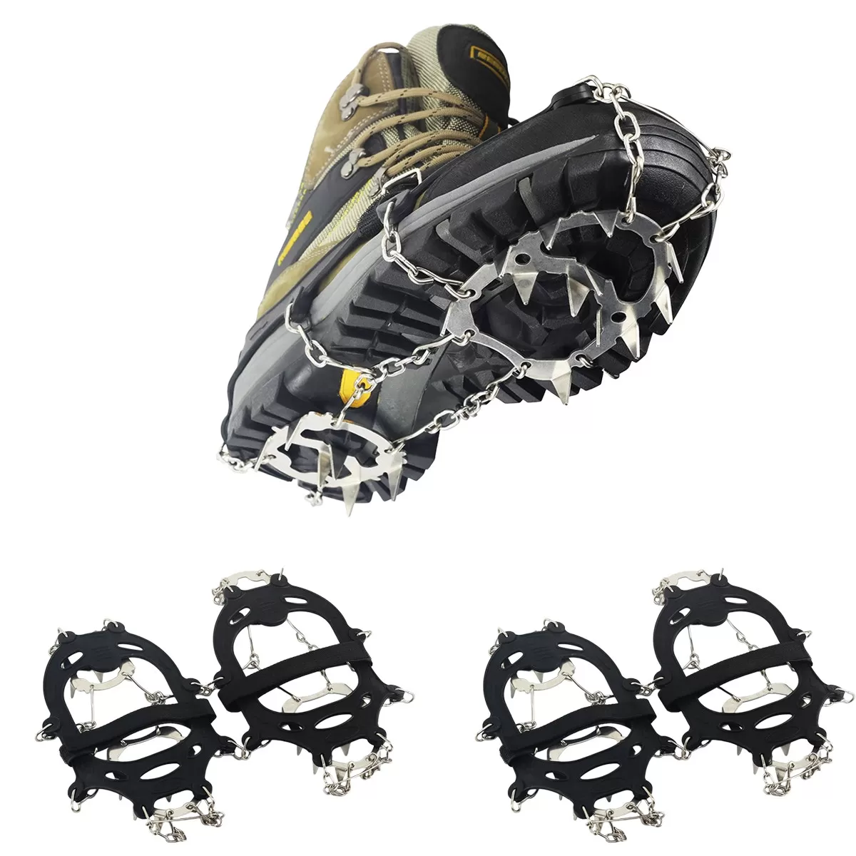 INF 2 par Halkskydd/broddar till skor med 18 ståltänder/dubbar (XL)