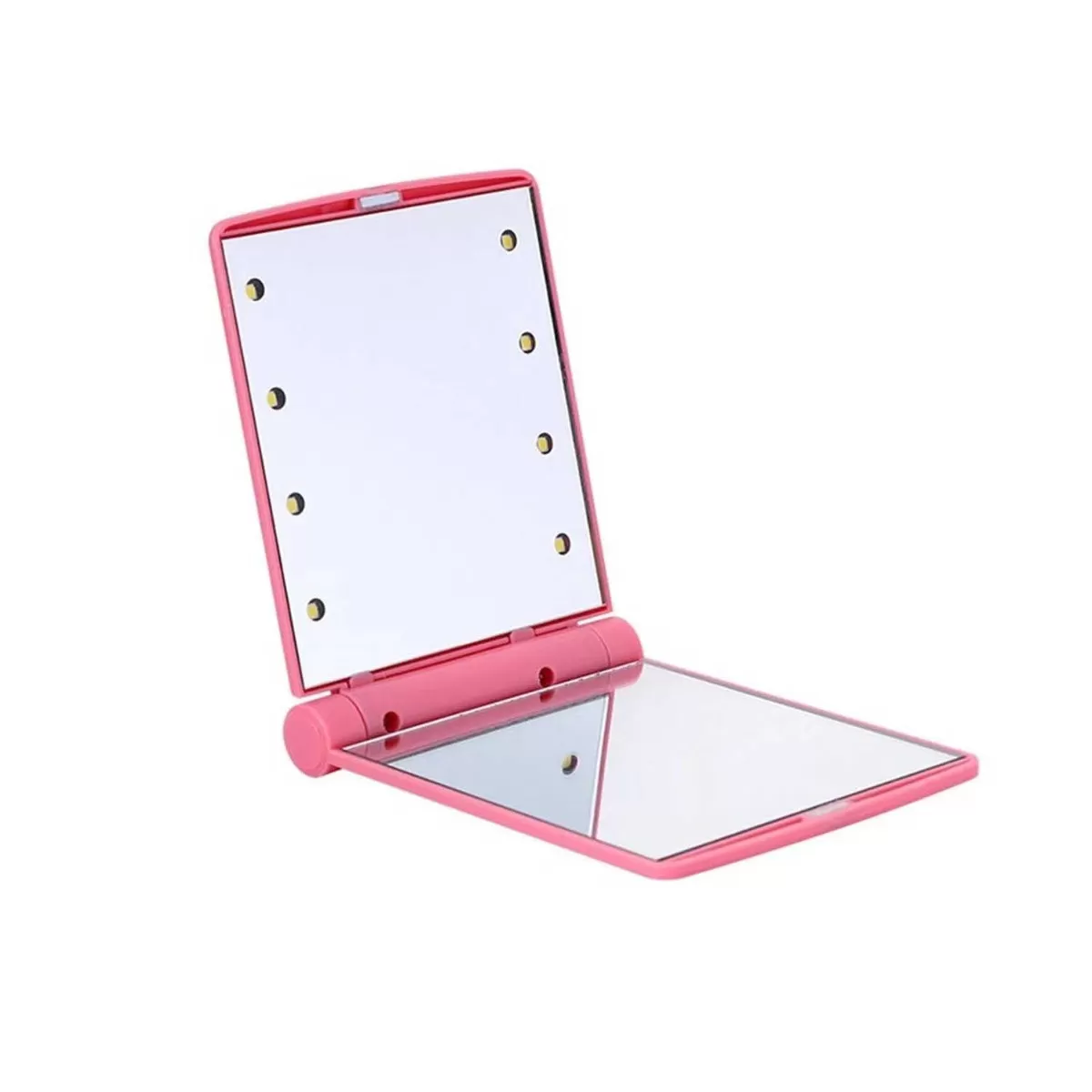 INF 8 LED-lampor Vikbar Sminkspegel - Bärbar och Kompakt Fåfänga Spegel Rosa