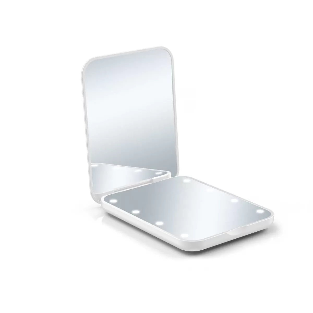 INF Bärbar LED-sminkspegel med 3x förstoring och ringljus Vit