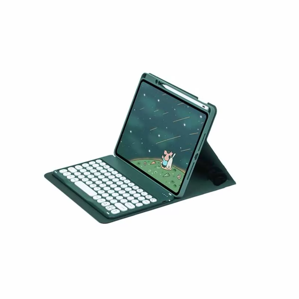 INF Mörkgrön Bluetooth-tangentbord Magnetiskt fodral med runda tangenter kompatibelt med iPad Pro 11 tum