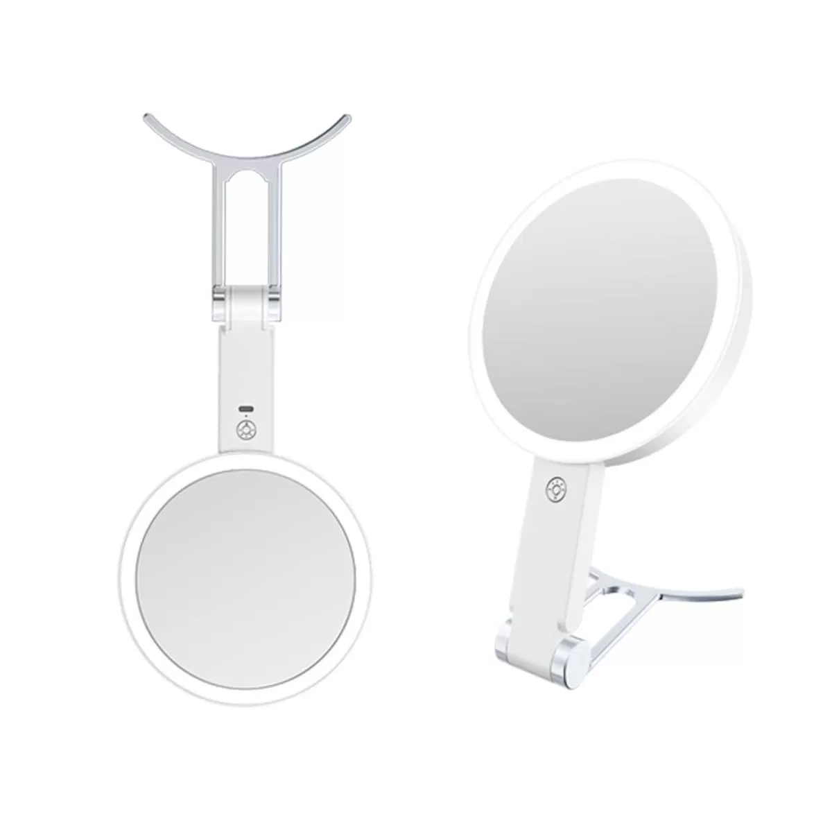 INF LED-belyst sminkspegel med C-formad Ställning - 10x Förstoring Vit