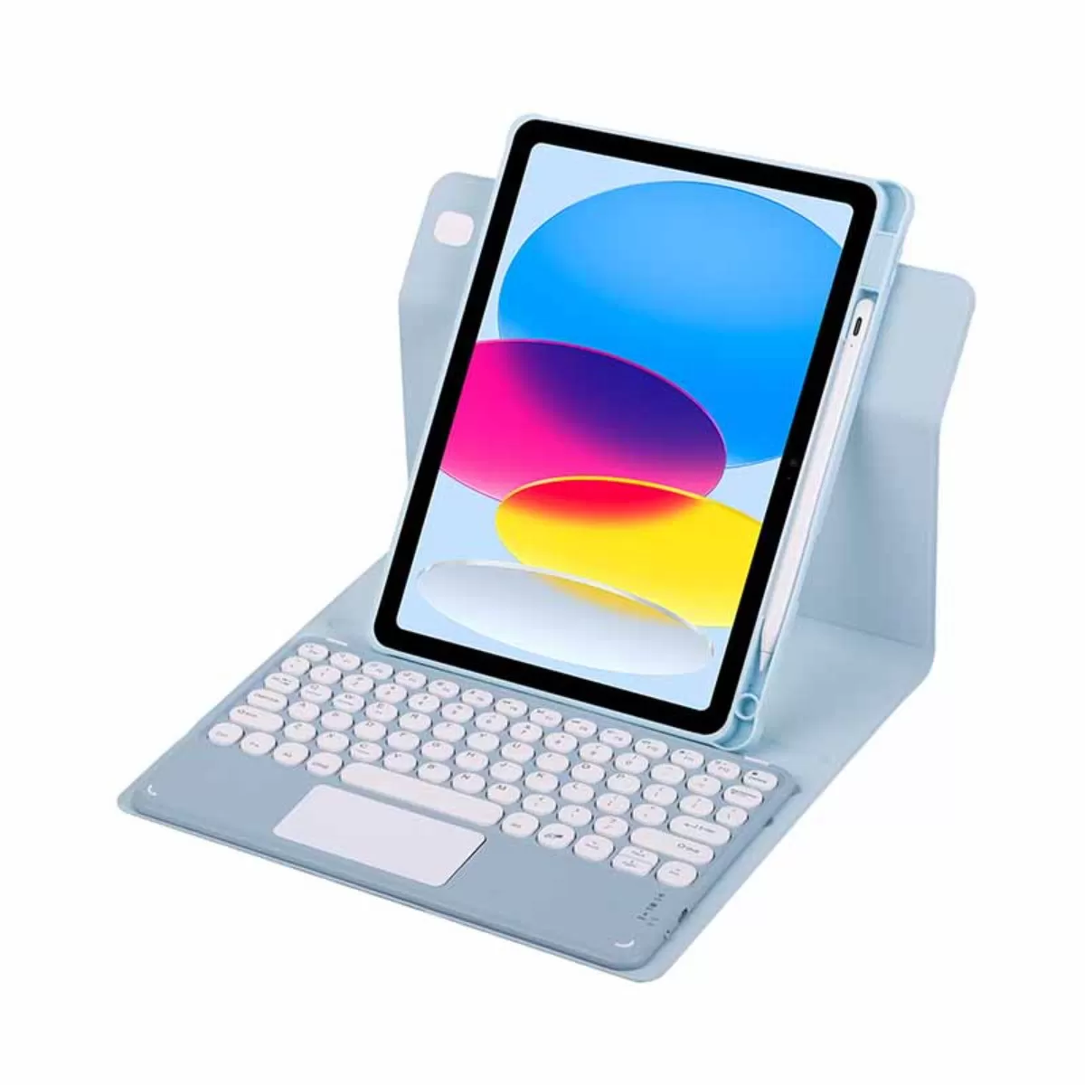 INF Bluetooth-tangentbord magnetiskt fodral - dimblått med fyrkantiga tangenthattar (pekplatta) kompatibelt med 2022 iPad 10:e