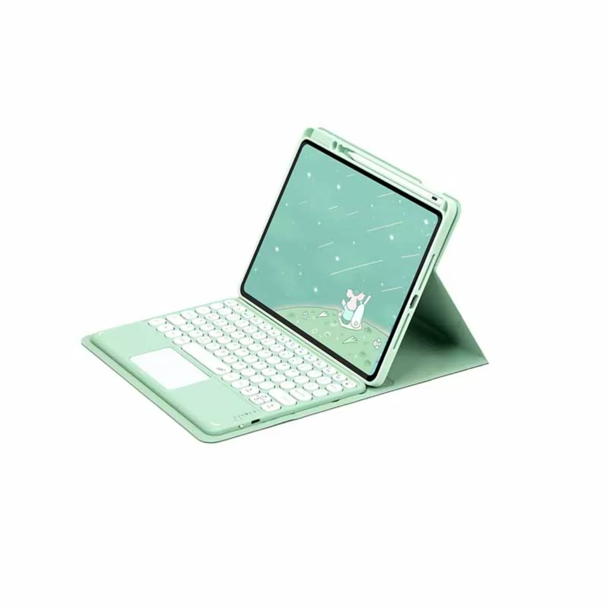 INF Mintgrön Bluetooth-tangentbordsfodral med pekplatta - Kompatibelt med iPad 10.2/10.5 (7/8/9 Gen, Air 3, Pro 10.5)