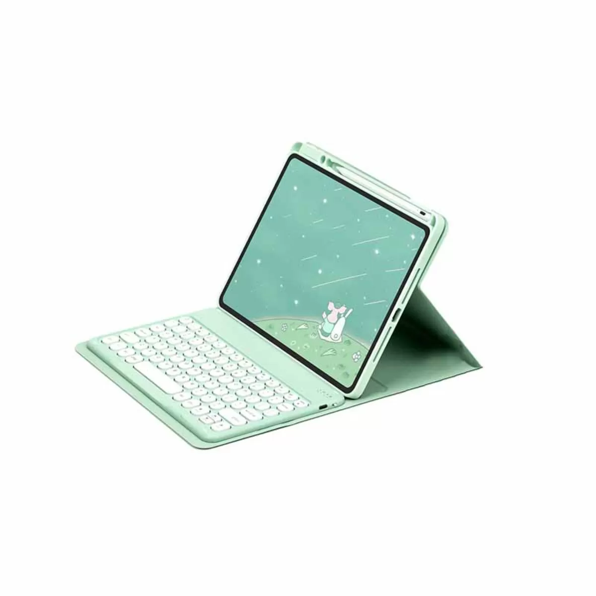 INF Mintgrön Bluetooth-tangentbord Magnetiskt Fodral för iPad Pro 11-tum (2018-2022) - Runda Tangenter