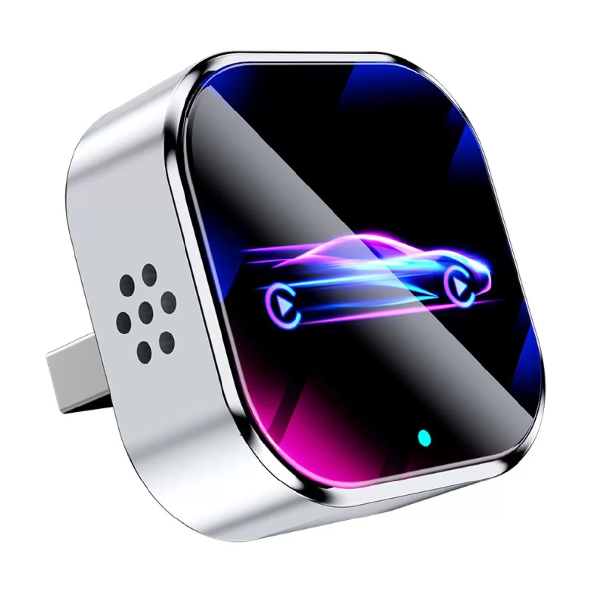 INF Smart Carplay Android Auto 2-i-1 trådlös adapterbox - Silver med färgglad billogo