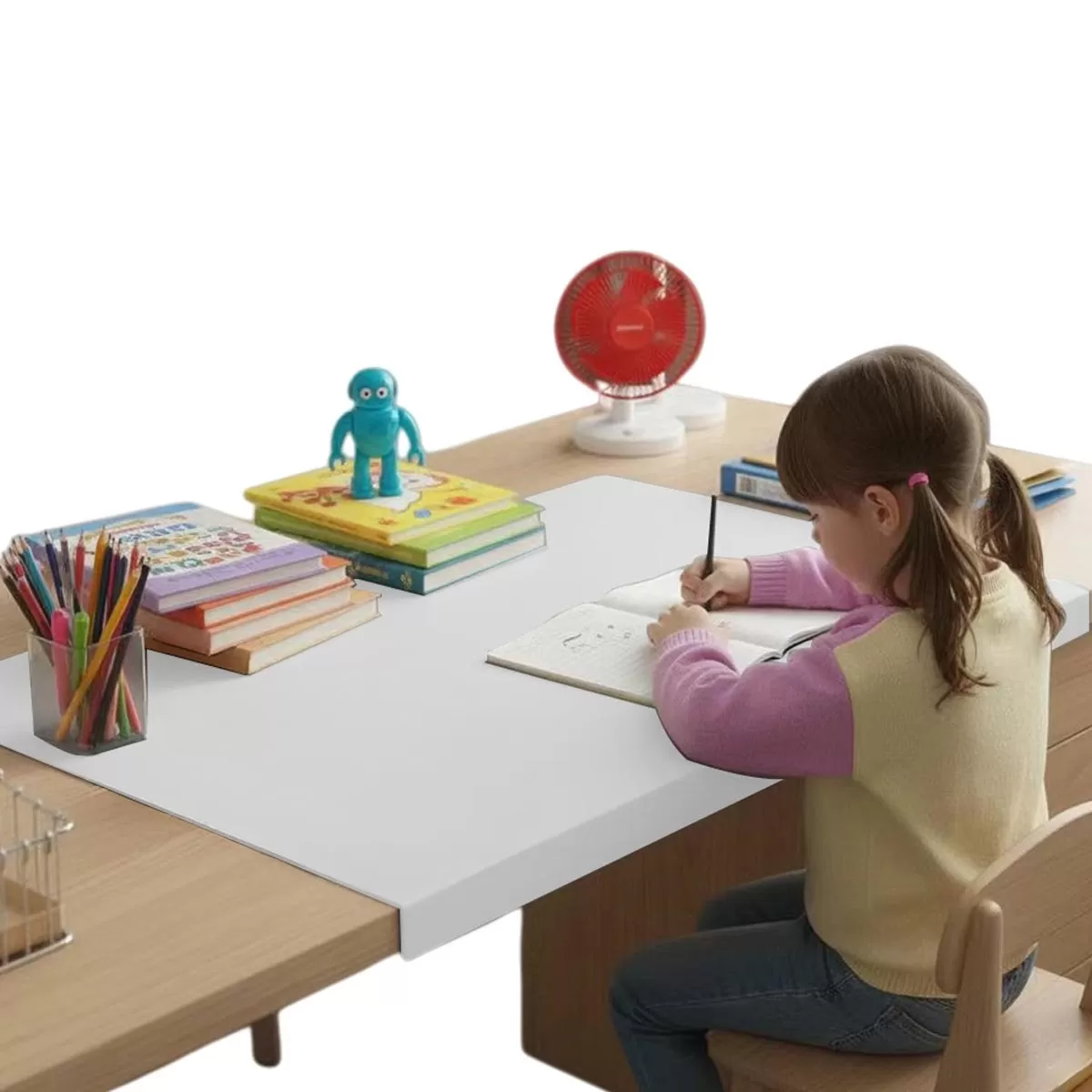 INF Silikonskrivbordskantsskydd 71x50cm - Mjukt och säkert kantskydd för bord och bänkar Transparent+Vit