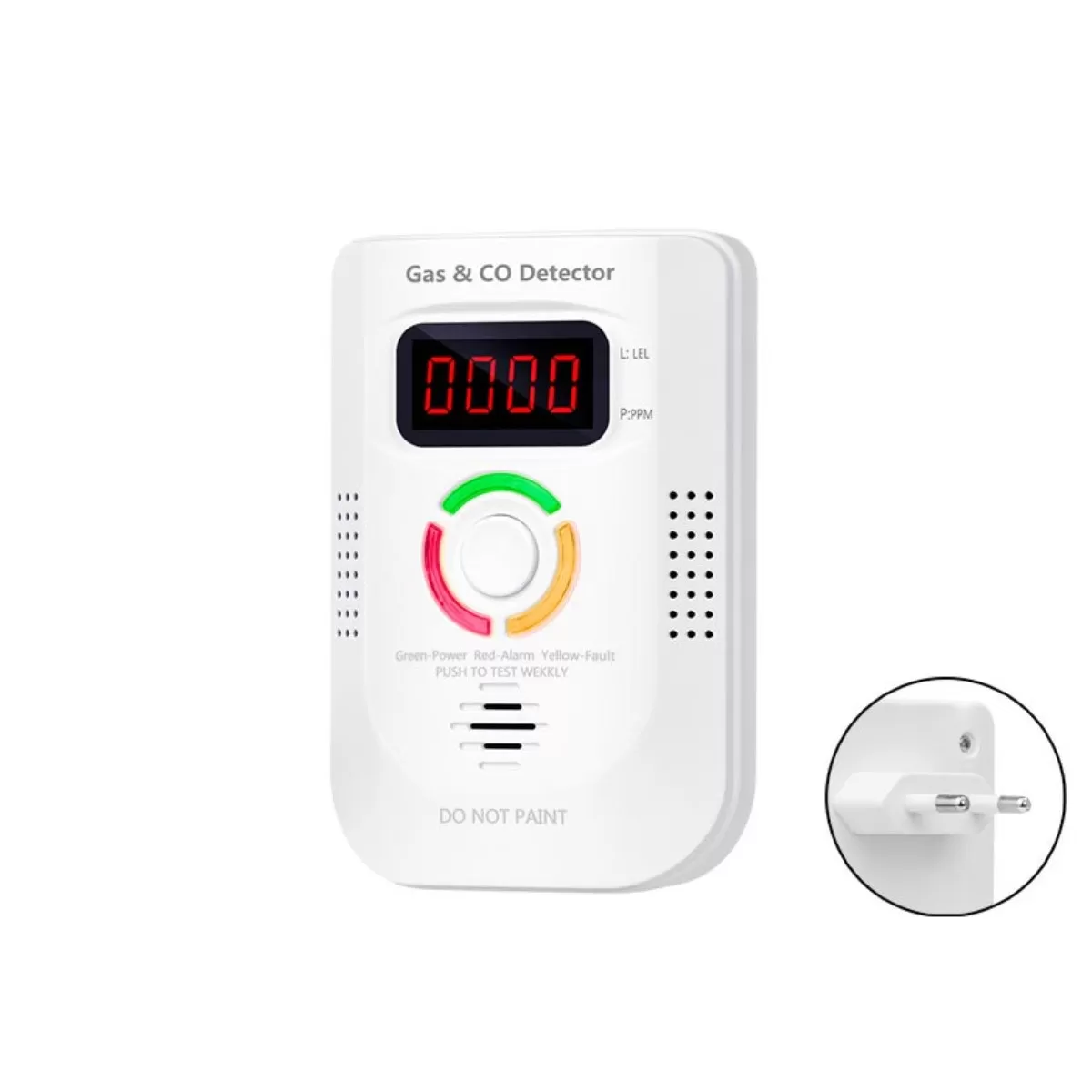 INF Plug-in Kolmonoxid (CO) GAS&CO Detektor med Röstlarm och Digital Display