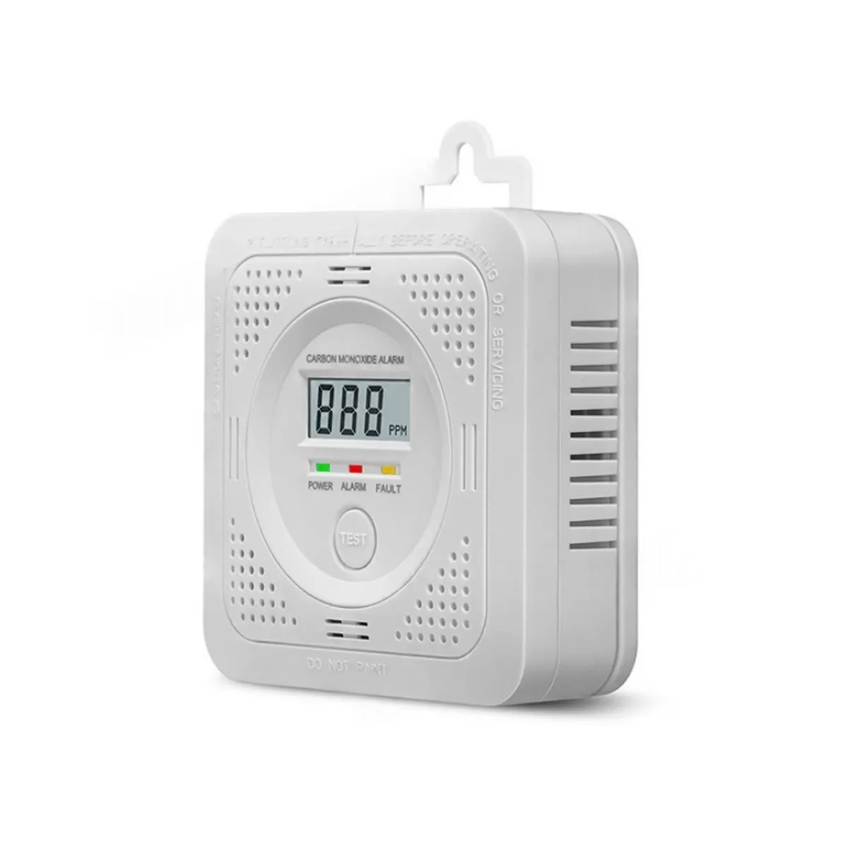 INF Röstlarm Kolmonoxidvarnare CO-detektor - Hörbara och visuella varningar Vit