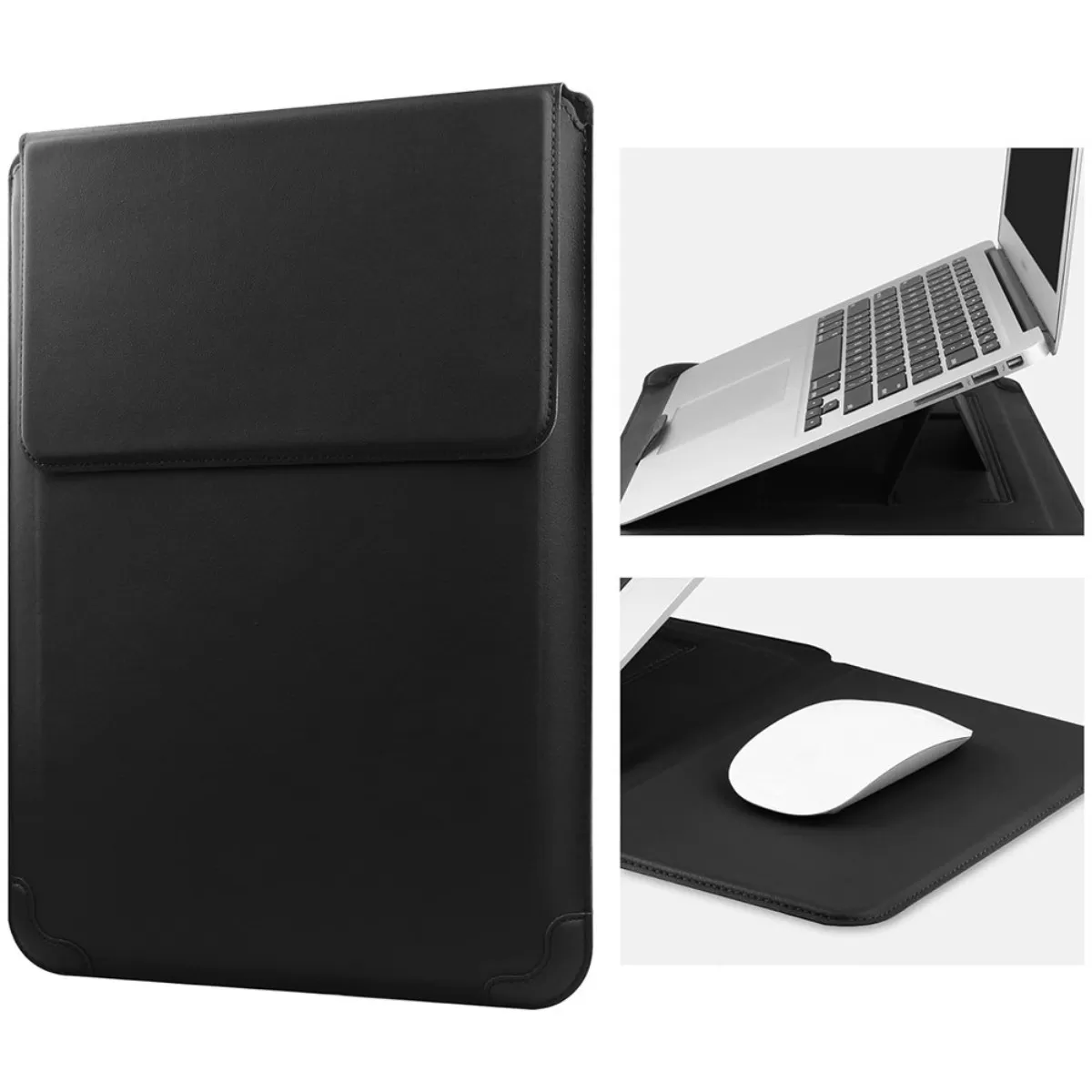 INF 13.3/14 tum Kylställ Laptopfodral: Multifunktionellt, Vattentätt PU-läder Notebook-fodral