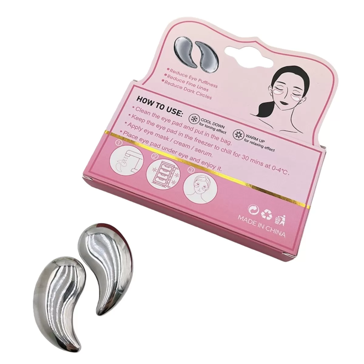 INF Ögonmask i rostfritt stål för kylning - Minskar mörka ringar och svullnader