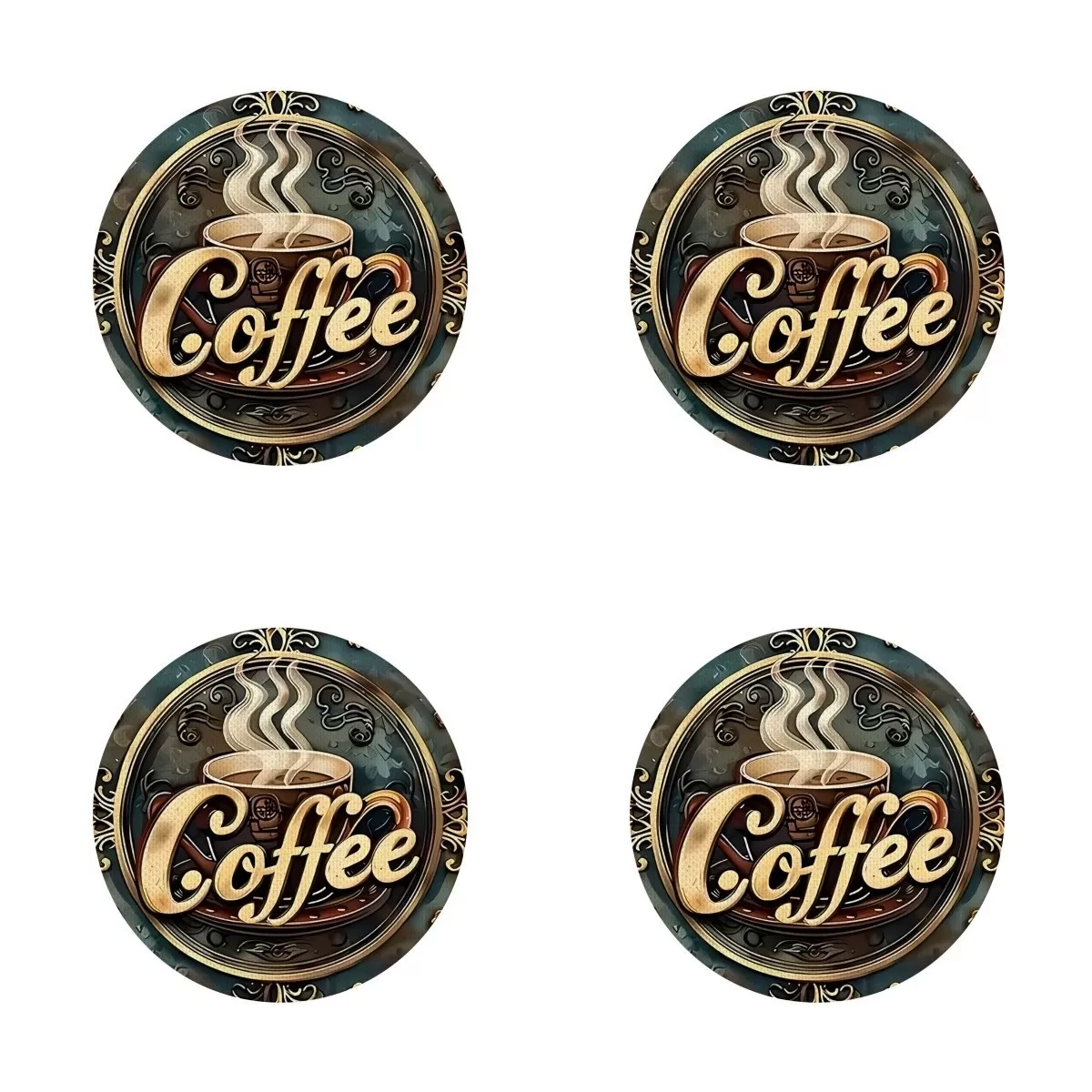 INF Set med 4 Värmebeständiga Halkfria Kaffekoppsunderlägg i Polyester, Blandade Färger