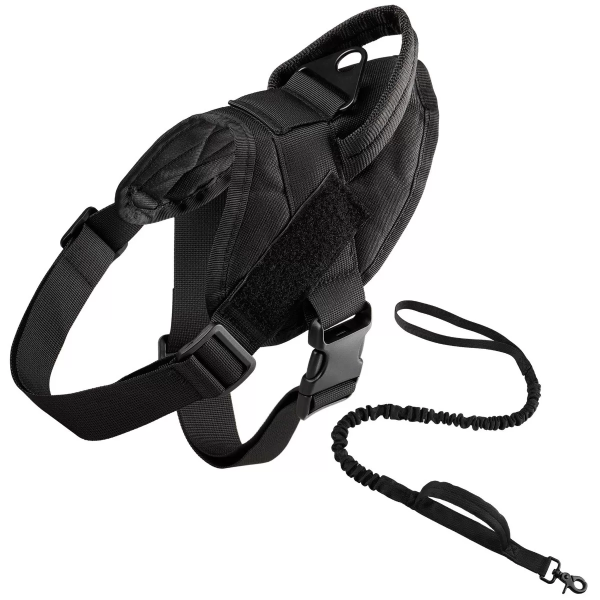 INF Multifunktionell Taktisk Hundsele Set L (20-34 kg) - Kraftig, Dragfri, Ventilerande Väst med Handtag Svart