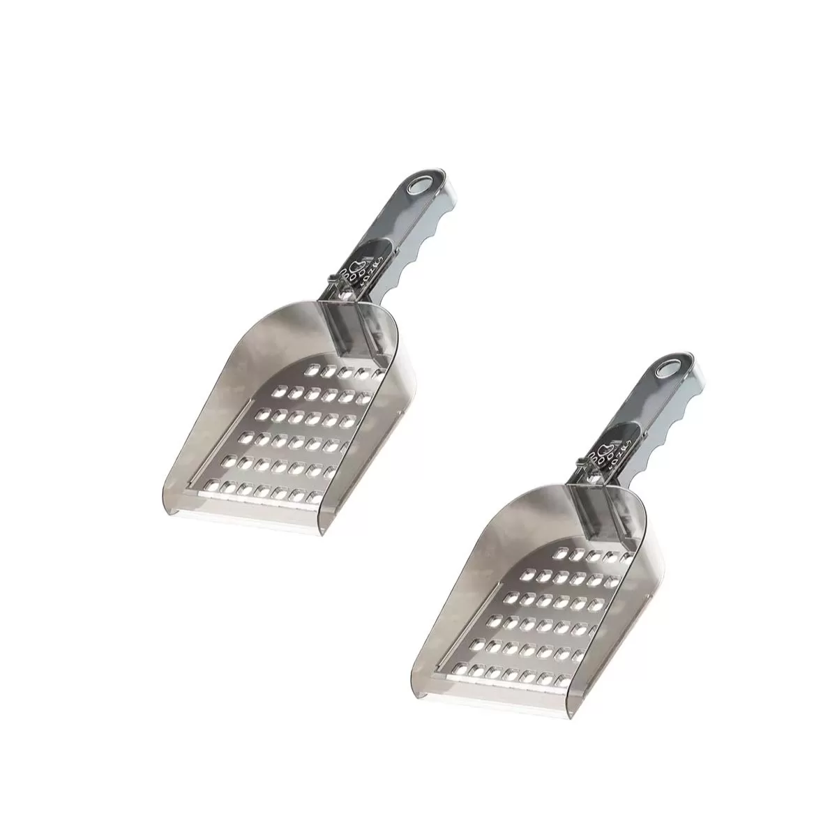 INF Multifunktionell 3-växlad kattsandsspade, 2-pack 3-i-1 kattsandskyffel Grå