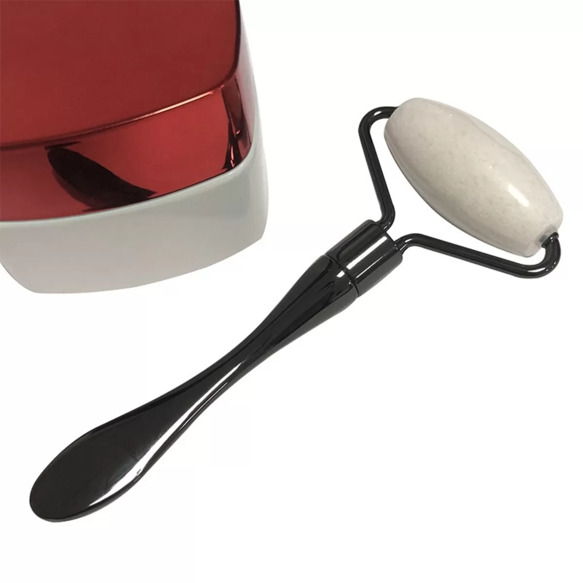 INF Vit Jaderulle Ögonkrämsapplikator - 3D Metall Massagestav för Ansiktslyft och Bantning