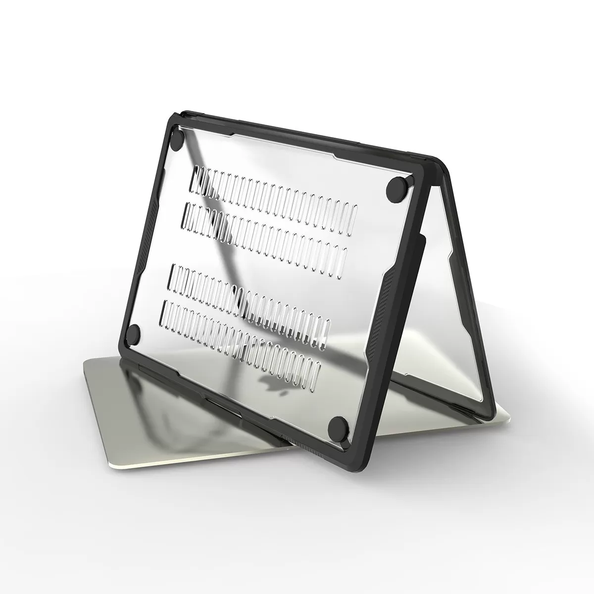 INF TPU Svart Kant + Transparent PC 13.3 Pro Laptopfodral kompatibelt med MacBook Pro (A1706/A1708/A1989/A2159/A2338)