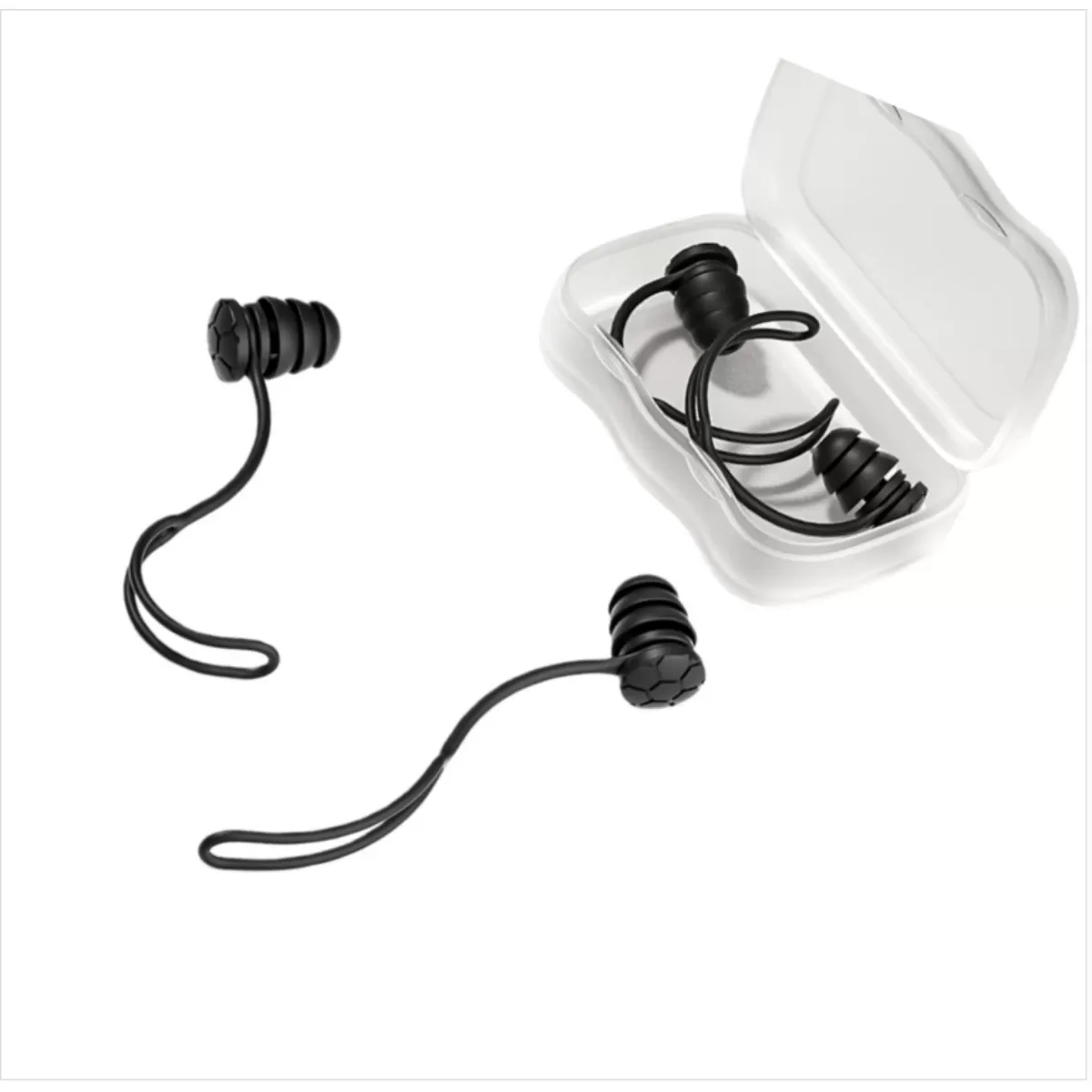 INF Trippla Lager Silikon Öronproppar med Sladd - Ljudreducerande, Vattentäta, Återanvändbara Svart