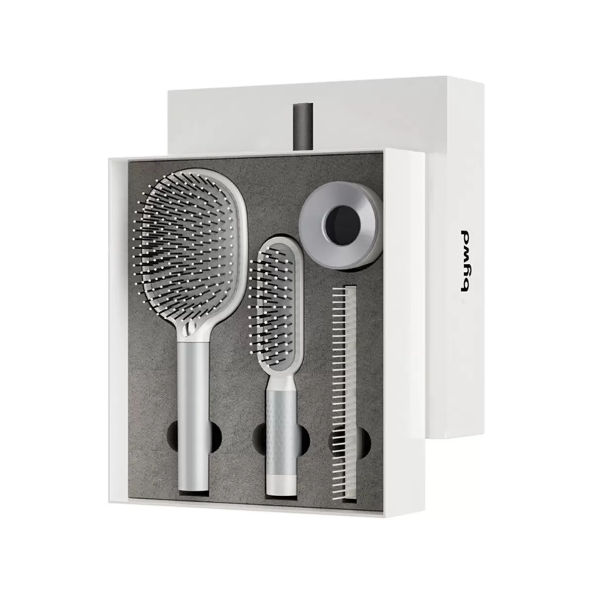 INF Pressande Massage Kam Vit Fyrdelad Set - Luftkudde, Antistatisk, Skalpmassage