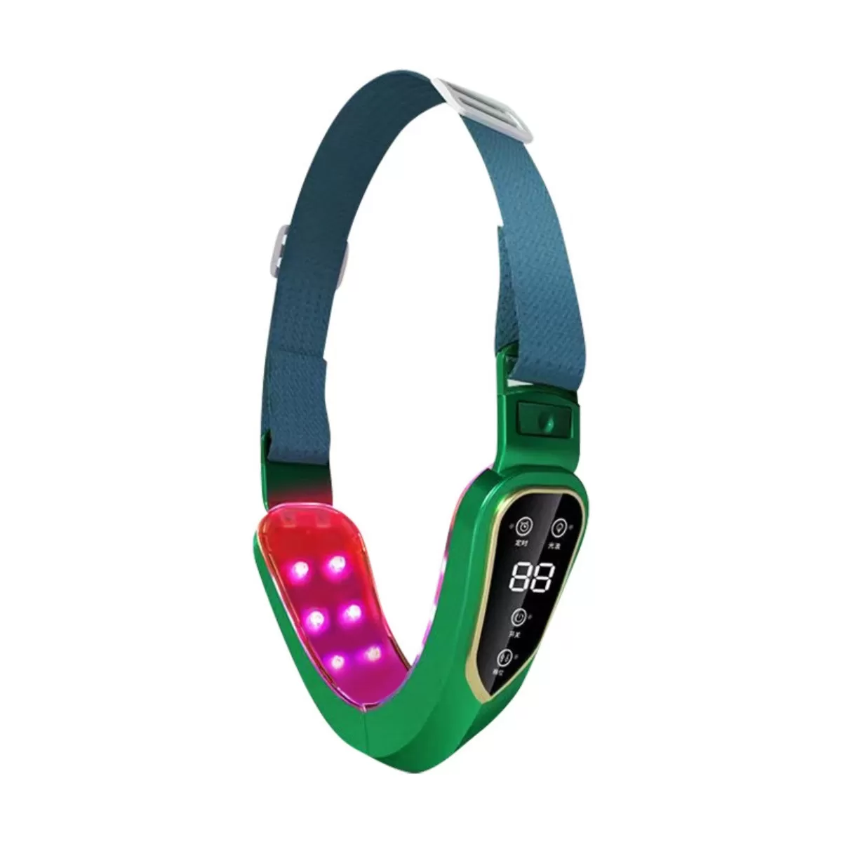 INF V-Face Lifting Ansiktsmassager med 12 Justerbara Nivåer - Mikro Vibration & LED-Ljusterapi Mörkgrön