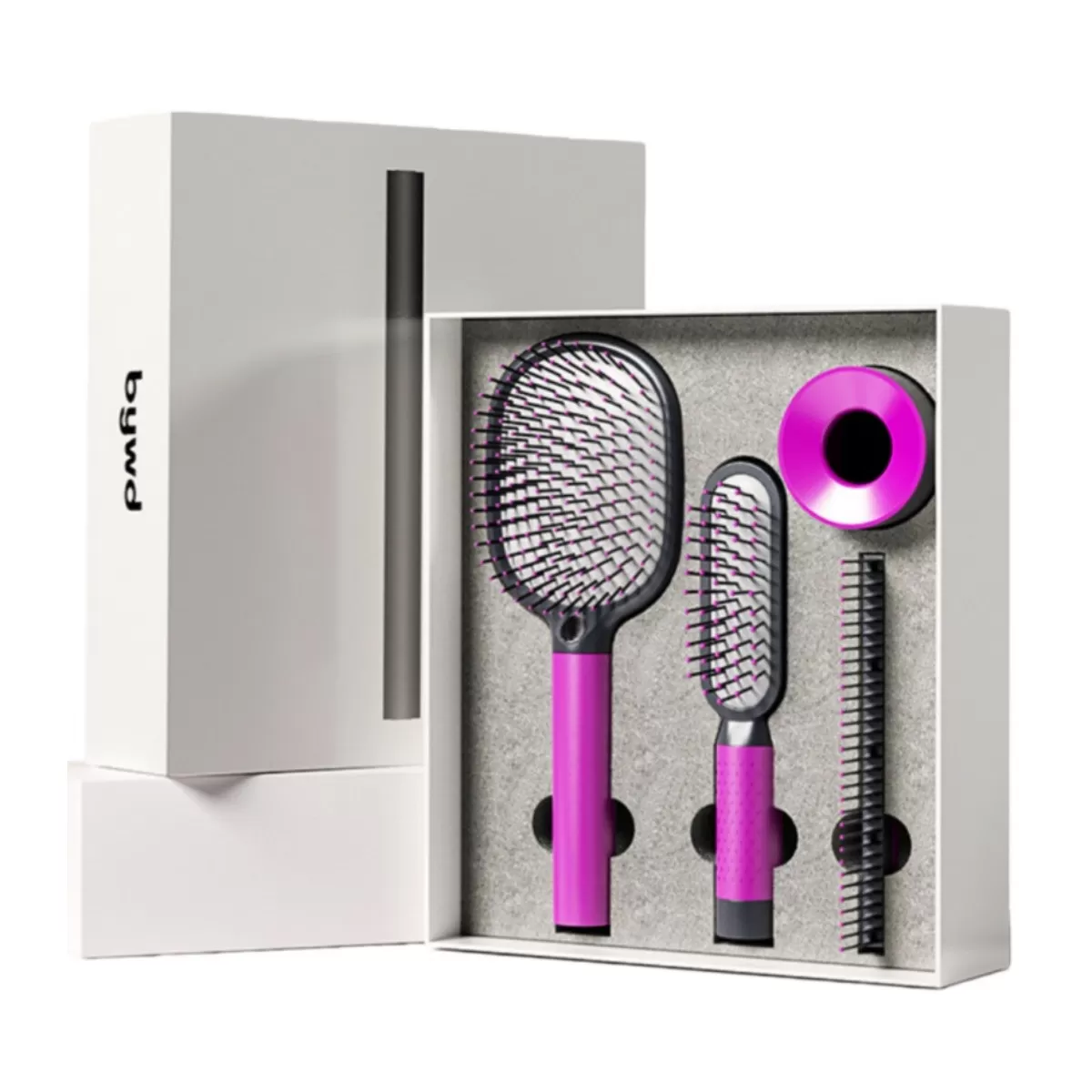 INF 4-Delars Massage Hårborstset - Luftkudde, Antistatisk & Skalpmassage Rosröd