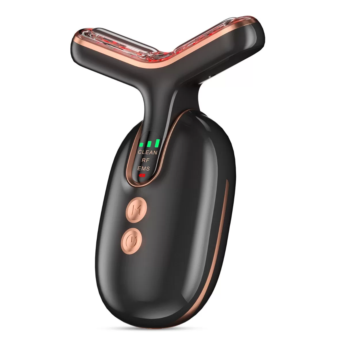 INF EMS Nackmassager: Ansiktslyftsapparat med RF, LED & Mikroström för Hudåtstramning Svart guld