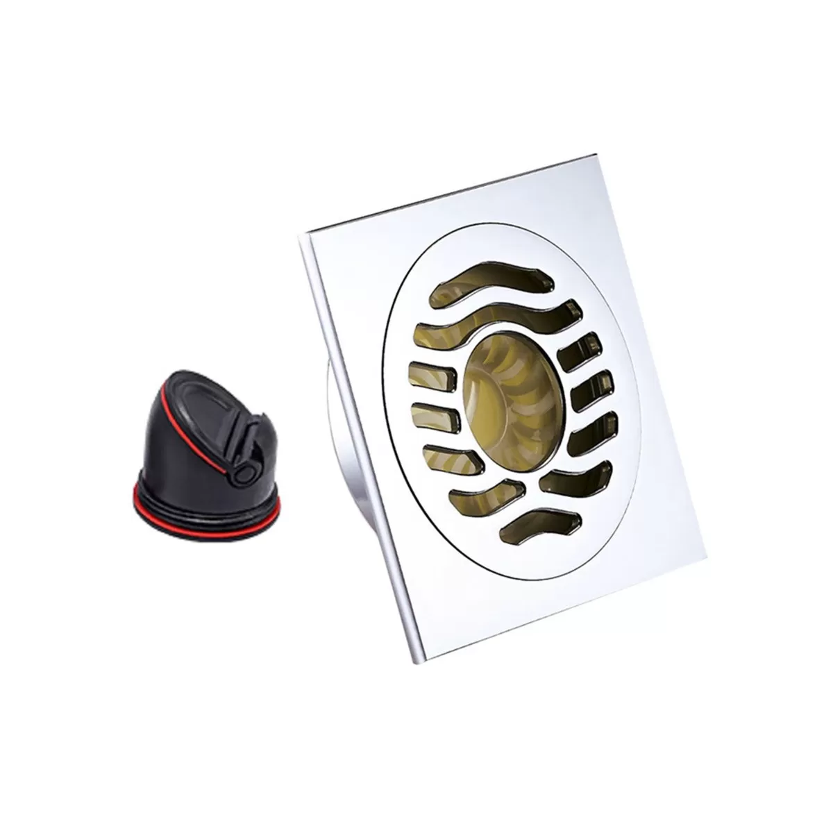 INF Magnetisk Levitation Golvbrunn - Krompläterad Dual-Use + Svart Rak Rad