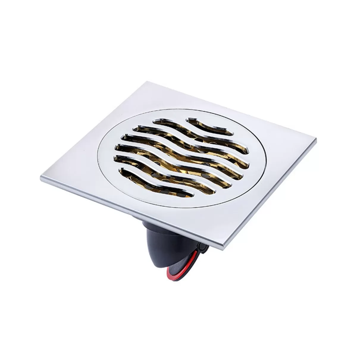 INF Magnetisk levitations golvbrunn - Krompläterad engångsbruk + Svart rak rad, kopparkonstruktion