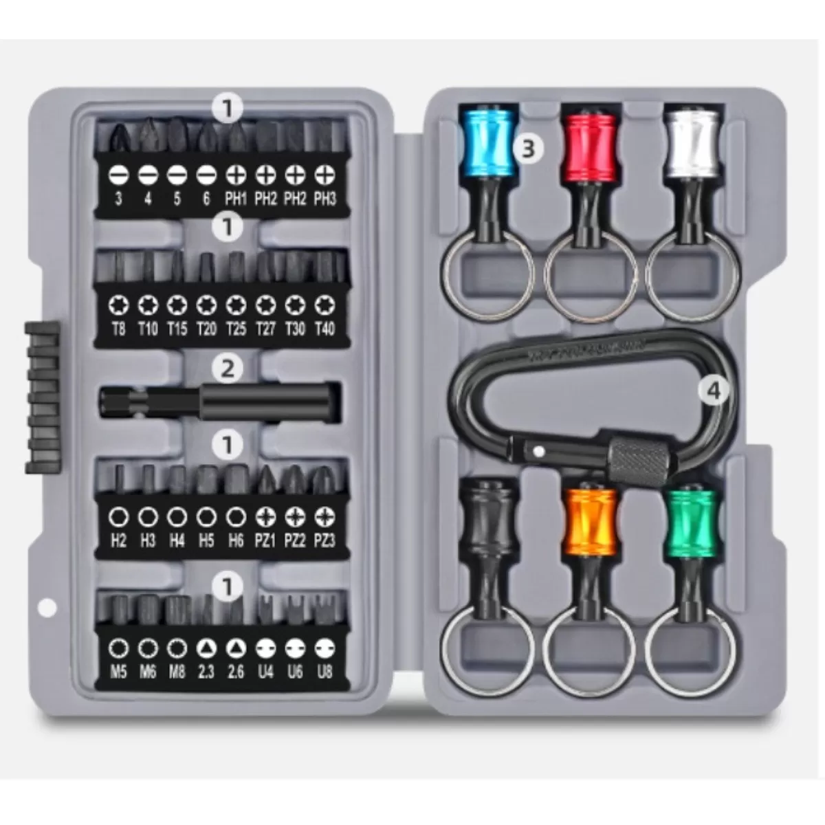 INF 40-delars skruvmejselbitsats med snabbkoppling - Kromvanadinstål