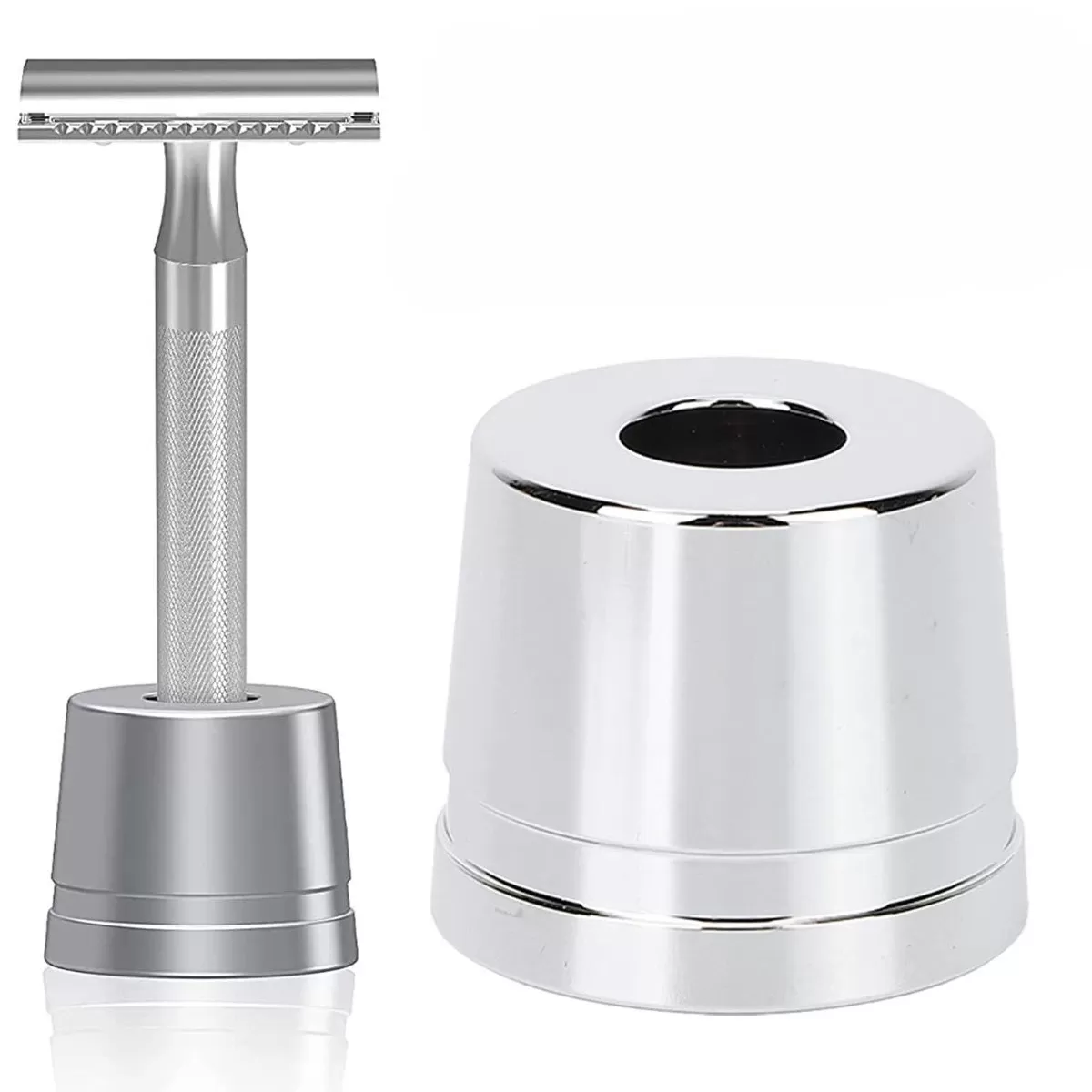 INF Elegant Rakhyvelställ i Aluminiumlegering - Säkert & Modernt Rakhyvelhållare Silver