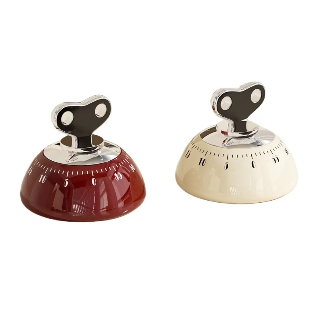 INF Set med 2 minimalistiska magnetiska kökstimer: Elegant nedräkningsklocka för matlagning Vit+röd