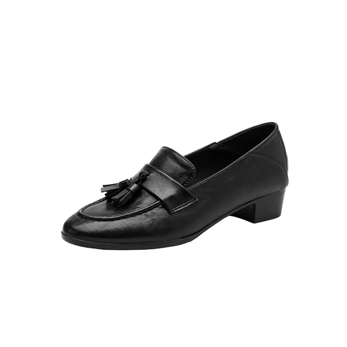 INF Eleganta och bekväma klassiska slip-on loafers för damer med chunky klack Svart 39