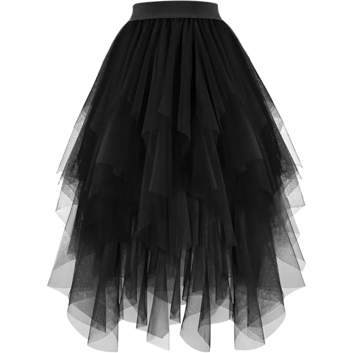 INF Elegant Svart A-linje Midikjol i Mesh: Mångsidig & Snygg för Fester & Vardag 4XL