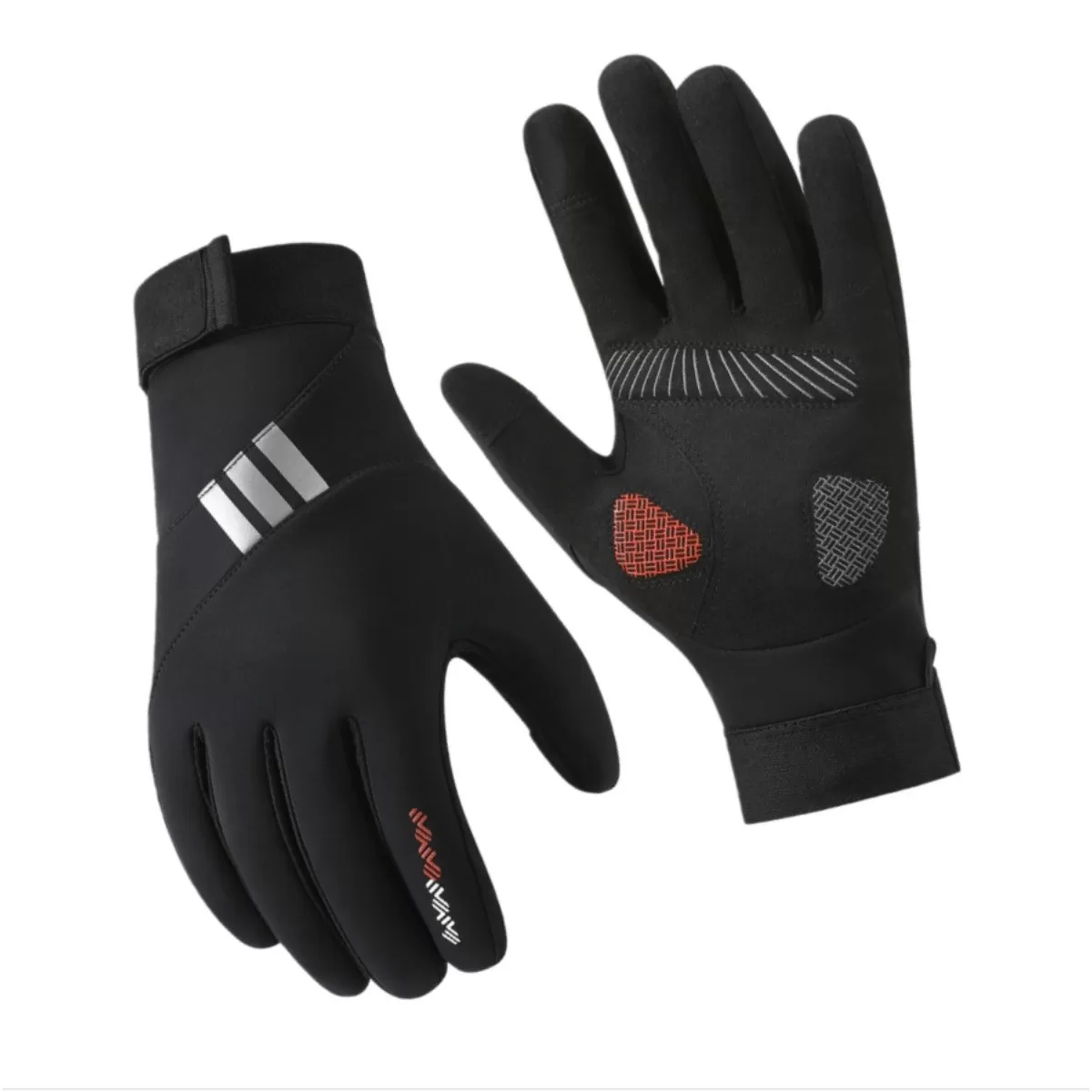 INF Utomhus Fleece Vindtäta Anti-Slip Termiska Cykelhandskar med Pekskärm Svart