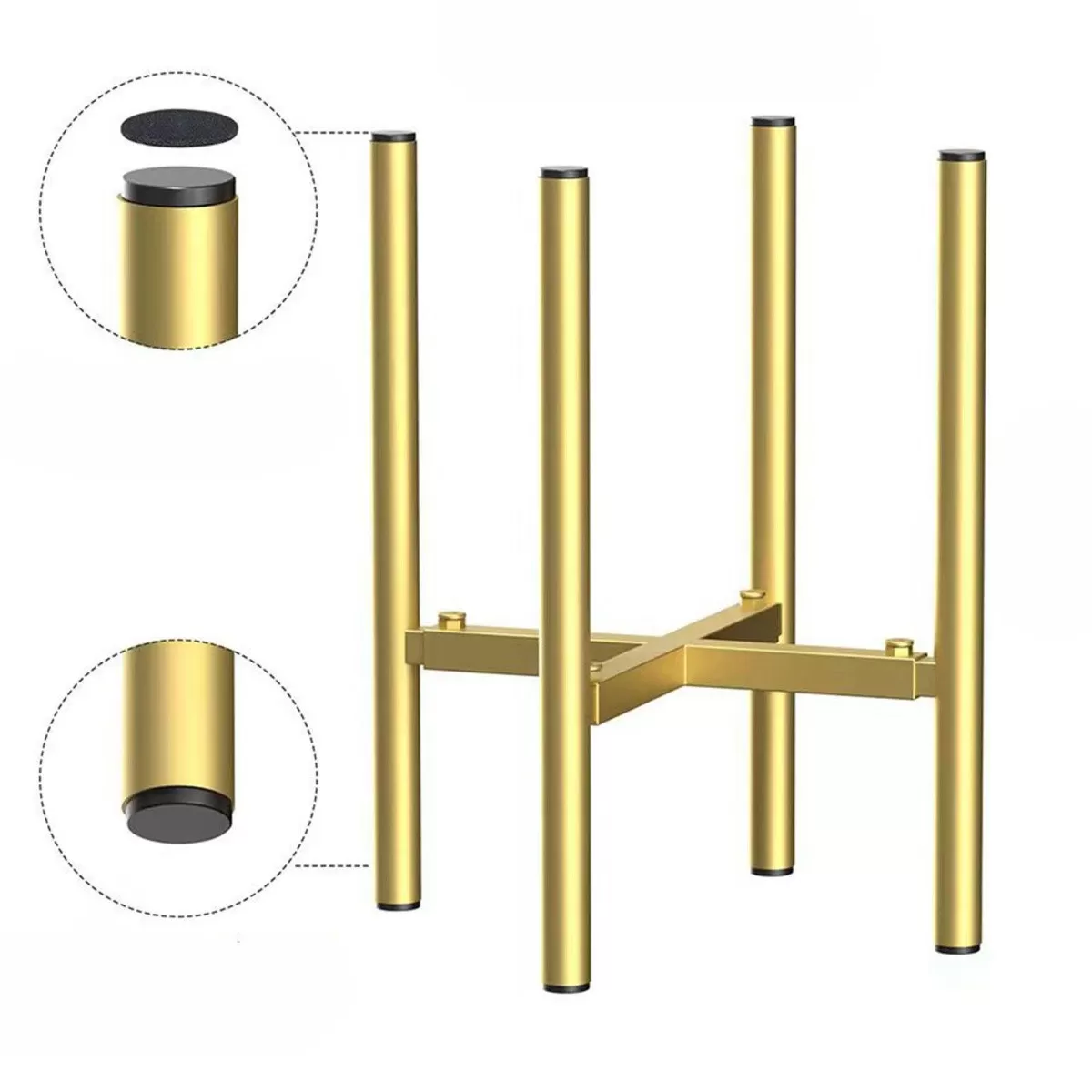 INF Gyllene Rund Rör Dekorativt Växtställ - Justerbar Blomkrukshållare