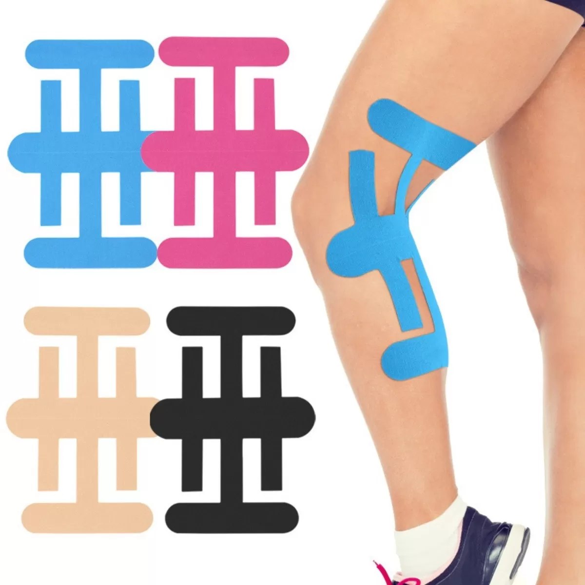 INF Förklippt Popliteal Kinesiologitejp för Knästöd - 8 st