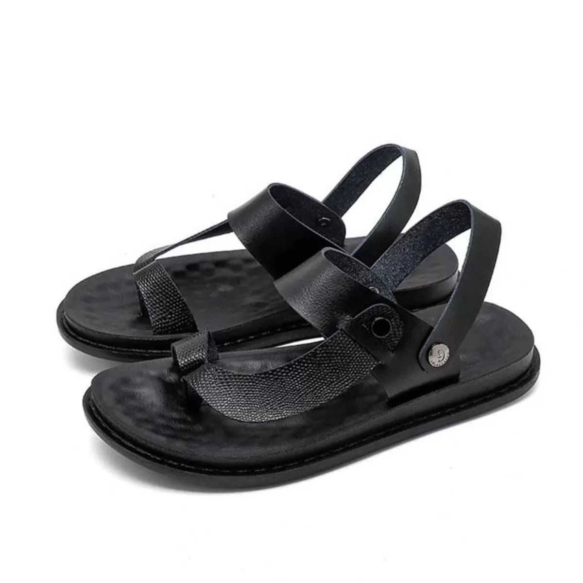 INF Flip-flops i PU-läder för män, stora storlekar, mjuka sulor, strandskor, avslappnade utomhussandaler Svart 47