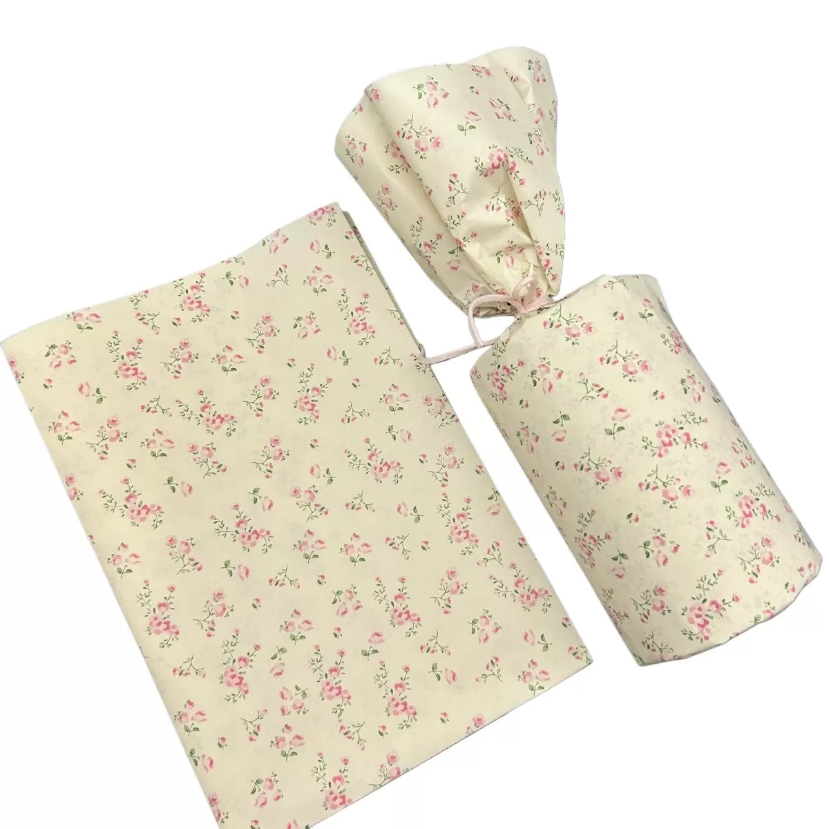 INF Rosa Blomster Silkespapper - 50x70cm, 50 Ark, Delikat Körsbärsblomdesign