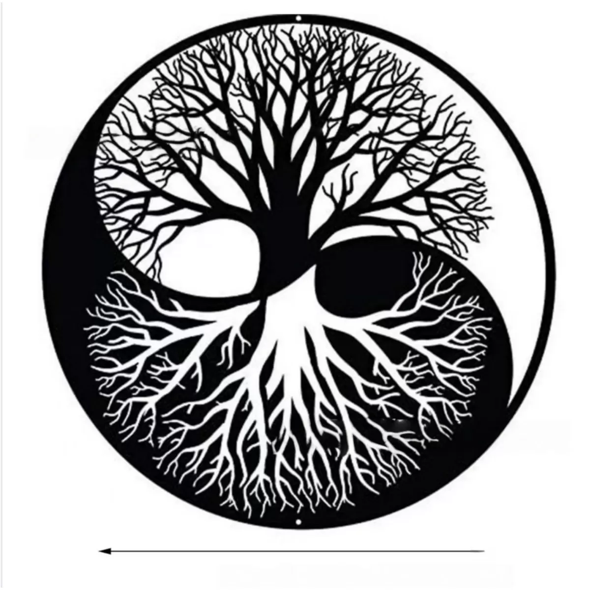 INF Svart Livets Träd Metall Silhuett Väggdekor - Järnkonst Hängande för Heminredning