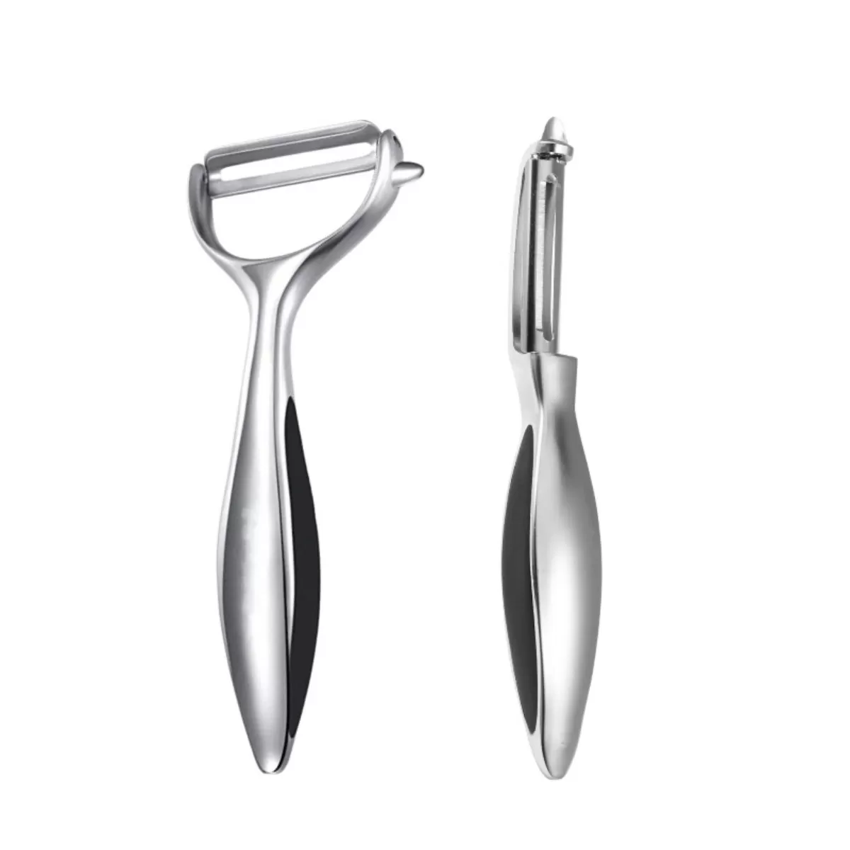 INF Set med 2 Rostfria Skalare med Platt Blad - Multifunktionell Frukt- och Grönsaksskalare