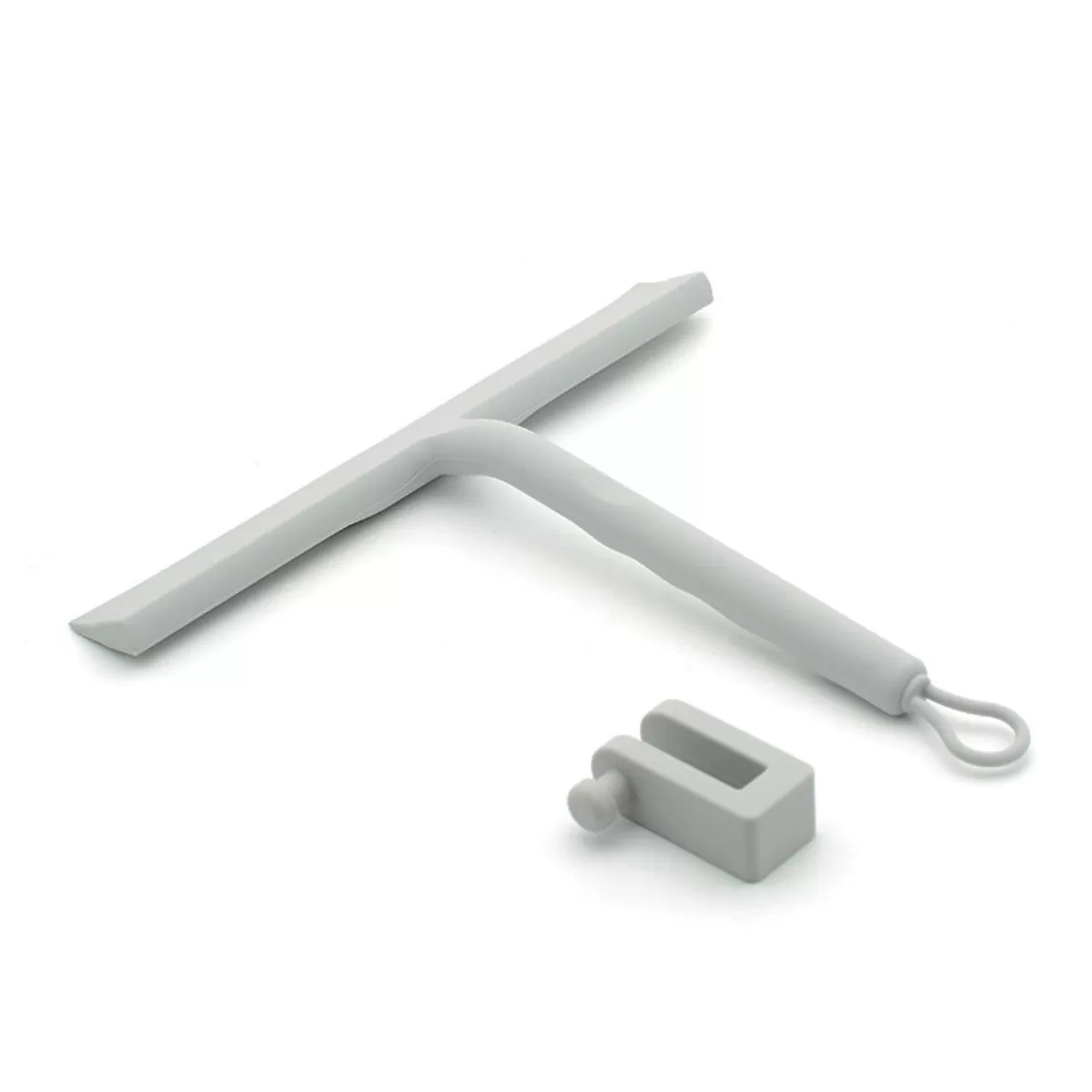 INF Silikonraka med linlina och krok - 145° böjd universal för glas, spegel, kakel & bilfönster, halkfri handtag Grå