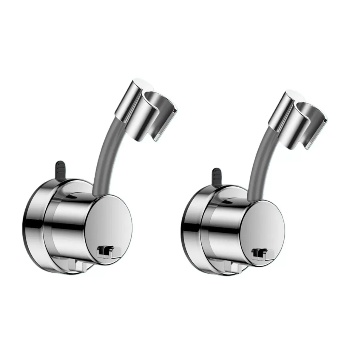 INF Duschhuvud Universell Hållare Kroksstil 2-pack - Justerbar 720° ABS Vägghållare, Ingen Borrning Silver