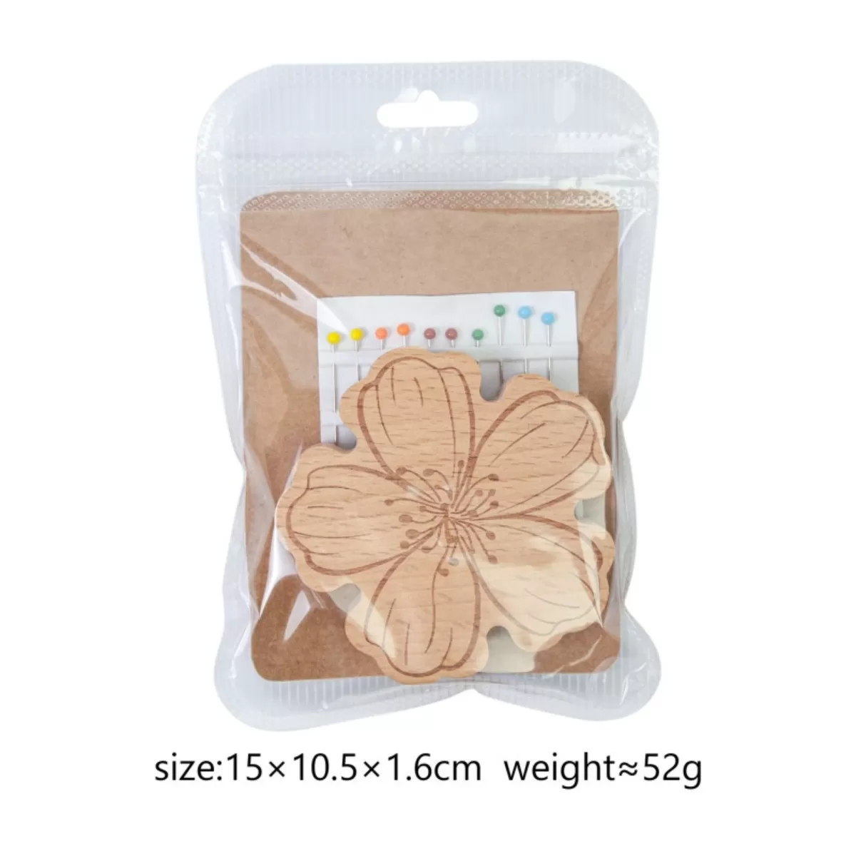 INF Flower Magnetic Thread Cutter and Pin Picker kompatibelt med Sewing Kits – High Carbon Steel Pins, ABS Body, Brown